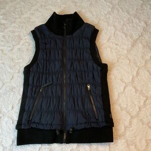 Calvin Klein Performance Womens Navy Blue Quilted Puffer Knit Mixed Media Vest M